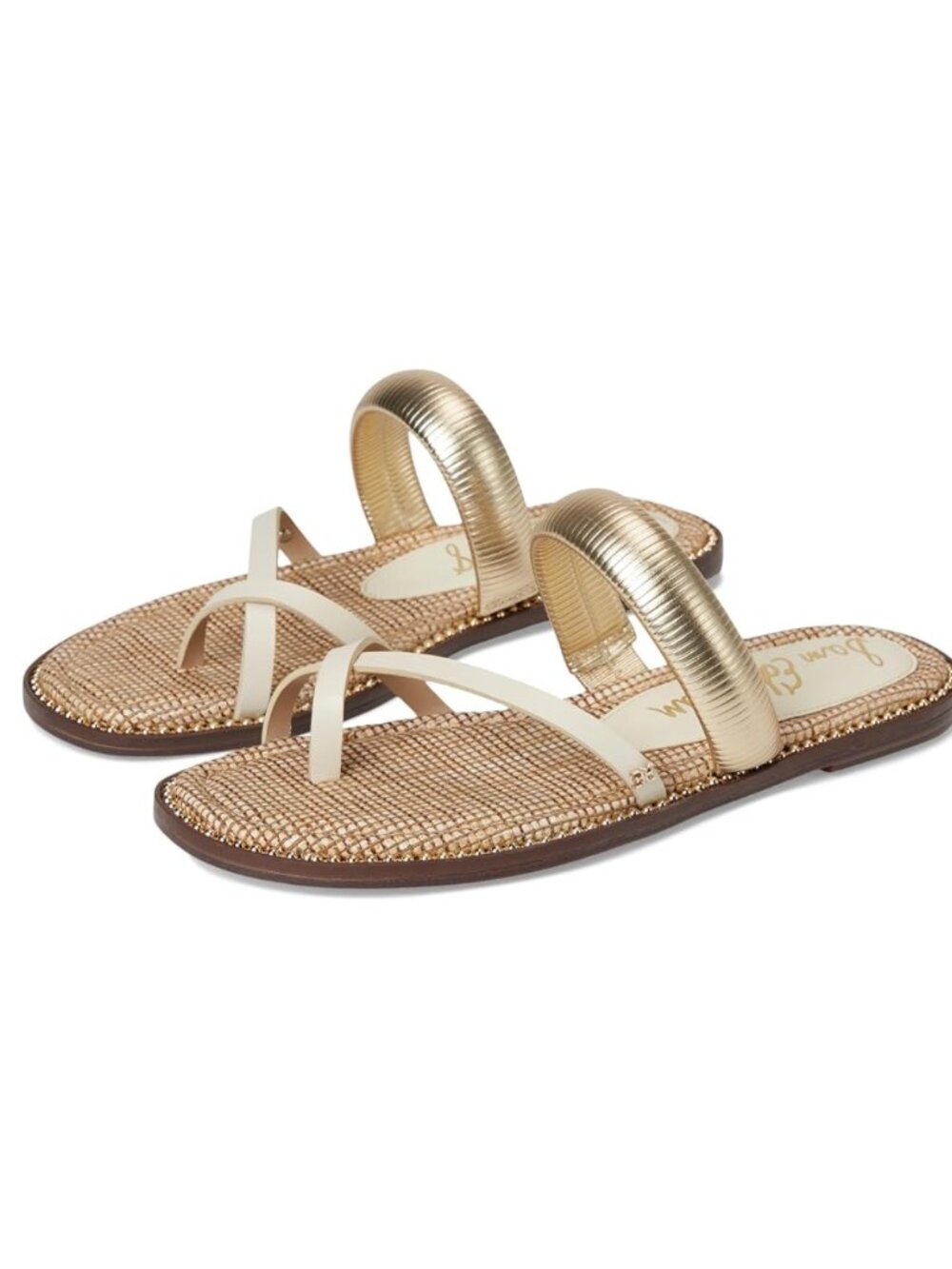 Sam Edelman Tillie Flat Slide Sandals Grecian Ivory Gold - Size 7.5M